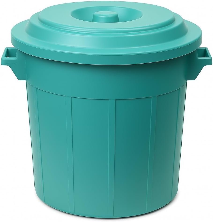 YourCasa Mülltonne 50L - Mülleimer mit Deckel verschliessbar - Tonne mit Trageriffen für Garten - Fu