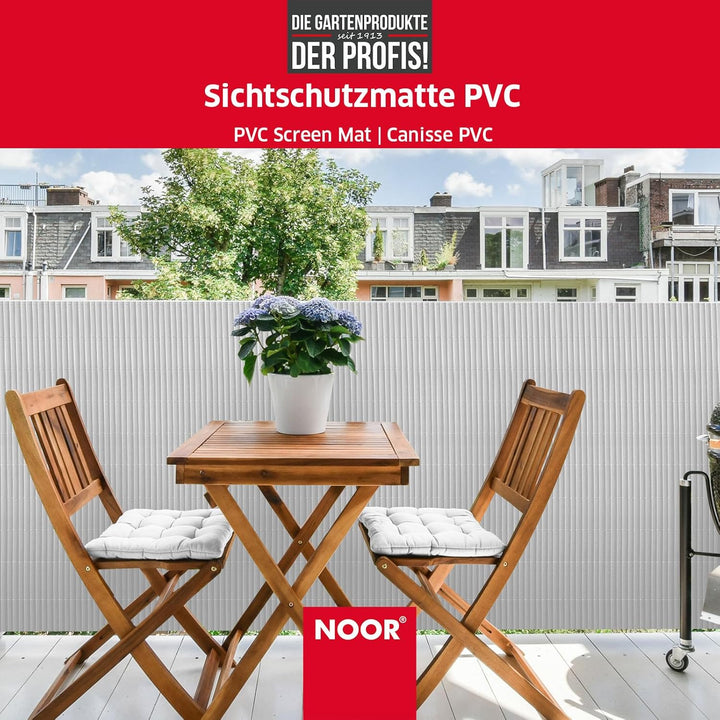 NOOR Sichtschutzmatte PVC 2 x 3m Weiss I Wasserdichter Sichtschutz aus Kunststoff für Gärten I UV-be