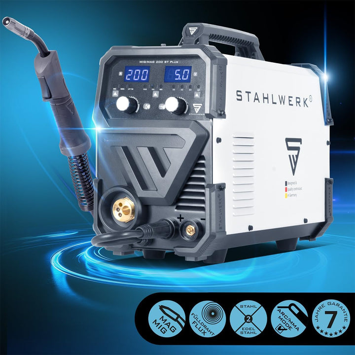 STAHLWERK Schutzgasschweissgerät MIG/MAG 200 ST – IGBT-Inverter mit 200 A und synergischem Drahtvors
