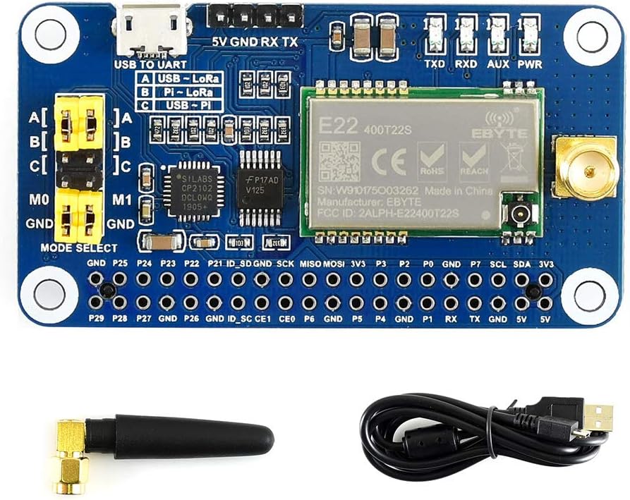 Waveshare SX1268 LoRa HAT for Raspberry Pi Spread Spectrum Modulation 433MHz Frequency Band Allow Da
