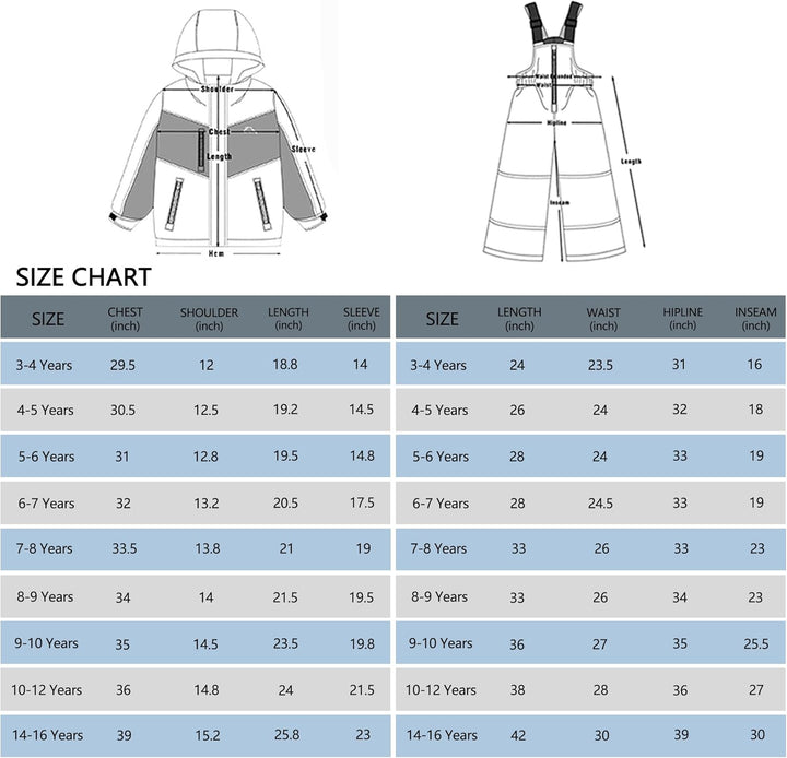 SMONTY Kinder Schneeanzug für Mädchen Winter Skijacke & Hose Set Kapuzenträger Set Winddicht Wasserd