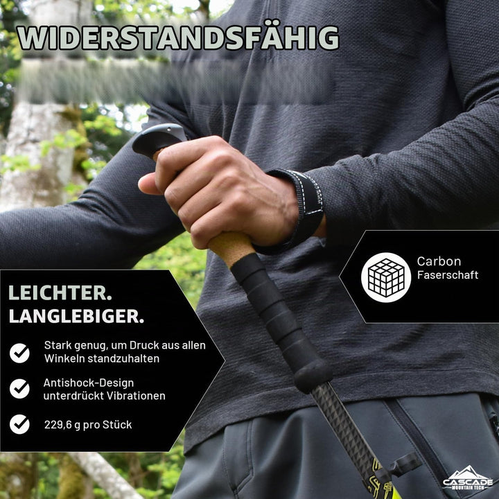 Cascade Mountain Tech Trekkingstöcke, 100% Carbonfaser, Schnellverschluss grün, grün