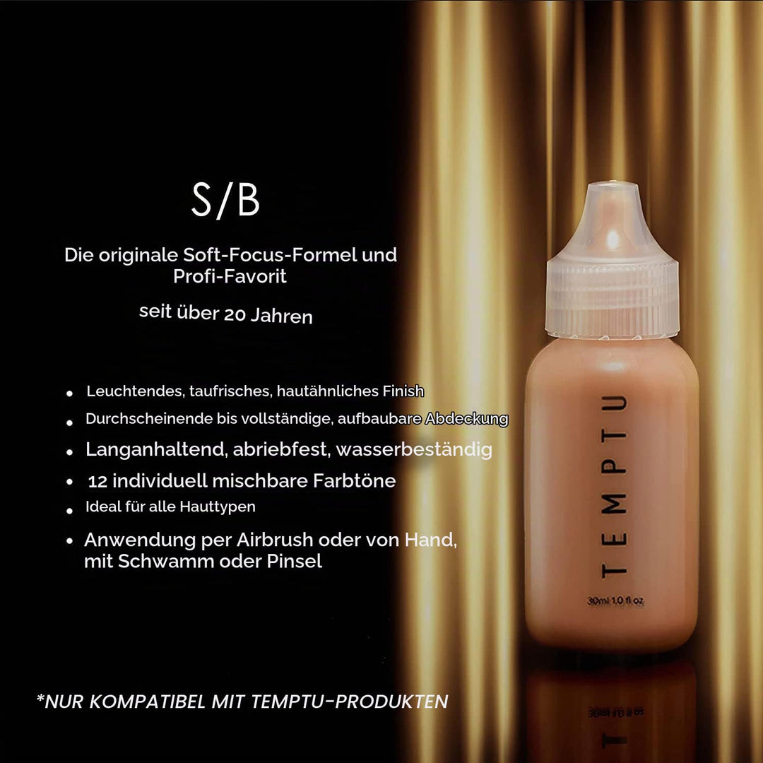 Temptu S/B Startet Set - 12 teilig; 12 x 7 ml Fläschchen mit allen Hauttönen der S/B-Serie (001 - 01