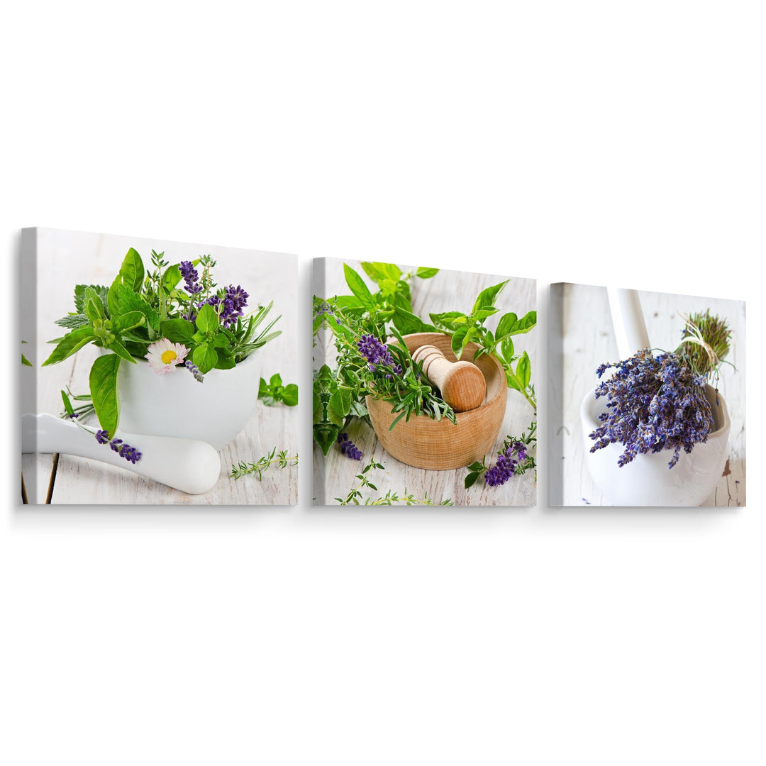 Muralo - Wandbilder Set - Leinwand Bilder Set Aufhängefertig - Bilder für Küche- Moderne Wanddeko -