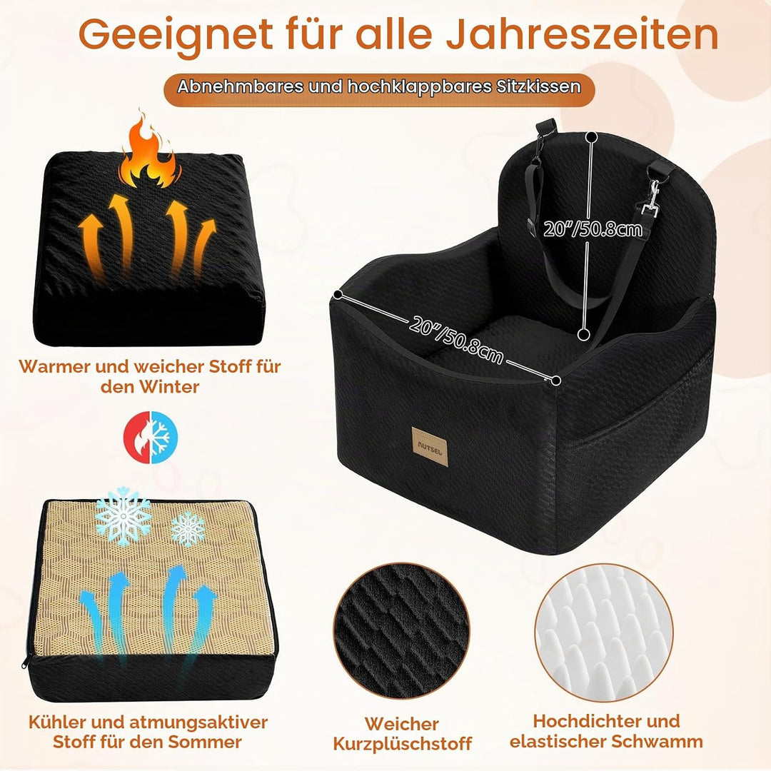 Hunde Autositz für kleine &amp; mittlere Hunde – Wasserfest &amp; waschbarer Hundesitz Auto mit Sicherheitsg