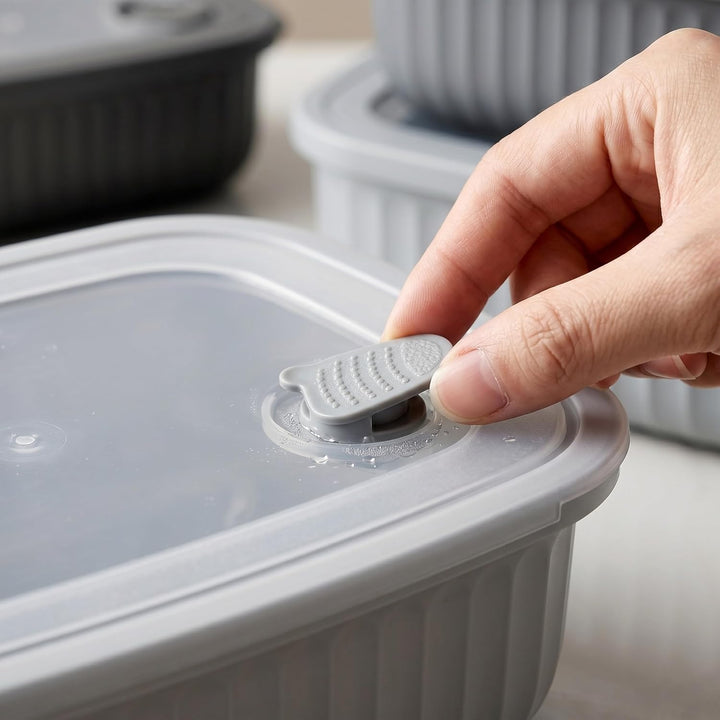 Arendo – Lunchbox - Vorratsdosen Set mit Deckel – 4 Dosen bis zu 4 Liter – Dampf-/Druckventil – inei