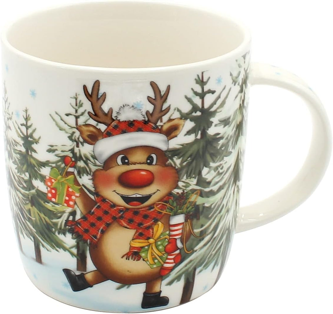 Dekohelden24 Porzellan Weihnachts-Tassen - Becher als 3er Set, Höhe: 9 cm - Ø 9,5 cm, Fassungsvermög