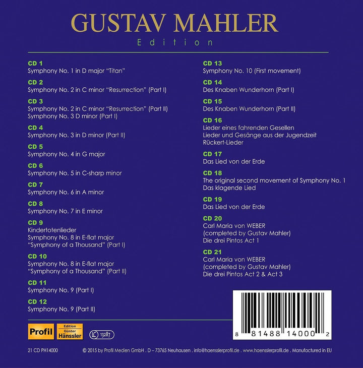Gustav Mahler Edition, Audio-CD
