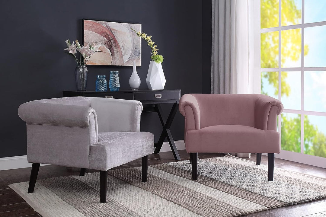 Atlantic Home Collection Sessel CHARLIE, Samt, Armlehnenstuhl mit Massivholzfüssen, Rosa, 74 x 86x 7