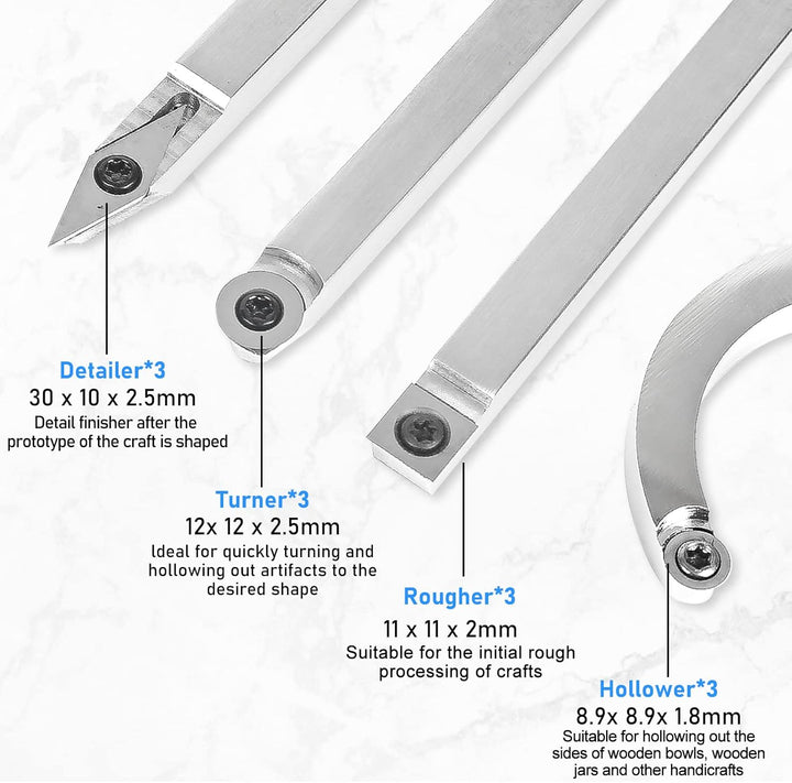 Drechselwerkzeuge,Drehmeissel Set 16 Stück,Wendeplatten Hartmetall,Diamantkopf Drechselwerkzeuge, Dr