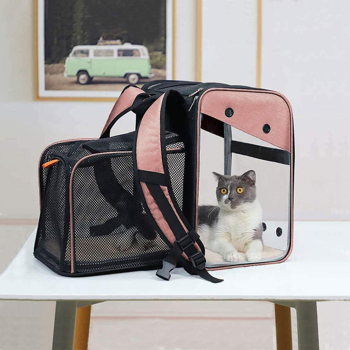 Transporttasche Rucksack Haustiere Hunde Katzen 10kg, Erweiterbare Grosse Tragbare Katzenrucksack Hu