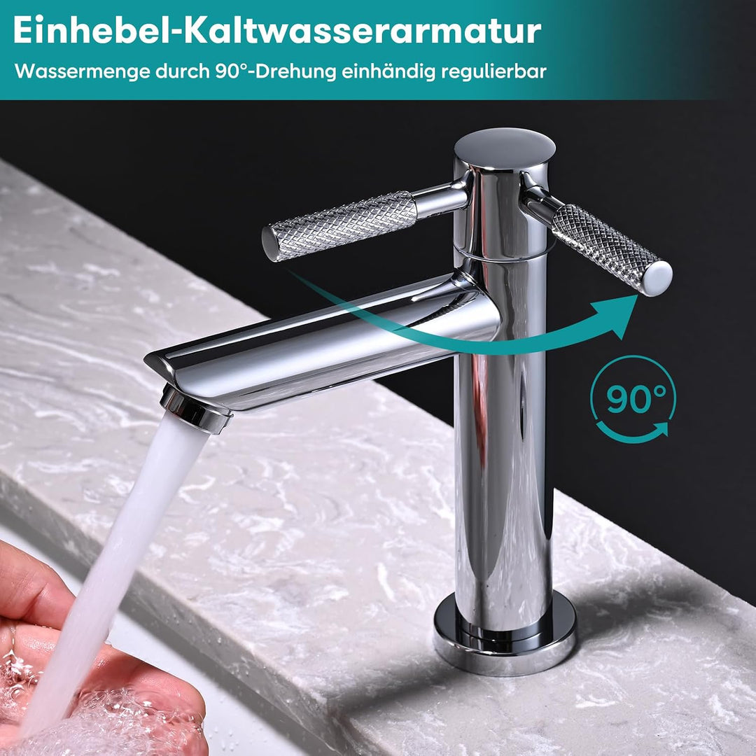 JZX Wasserhahn Bad Kaltwasserhahn aus 304 Edelstahl Chrom für Gäste WC | Verchromt, Einhebelarmatur,