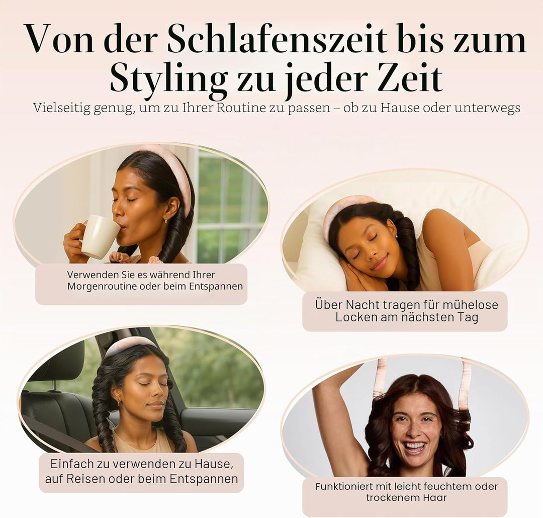 Kitsch Satin Heatless Curling Set - Heatless Lockenwickler Stirnband für Kurzes & Langes Haar Locken