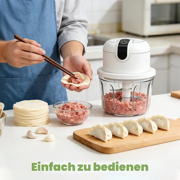 Elektrischer Küchenzerkleinerer, Zwiebelzerkleinerer elektrisch 350 ml, Mini Zwiebel Zerkleinerer El