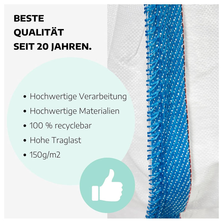 8 Stück Big Bag beschichtet in 90 x 90 x 110 cm I Säcke mit 4 Hebeschlaufen I mit 1000kg Traglast I