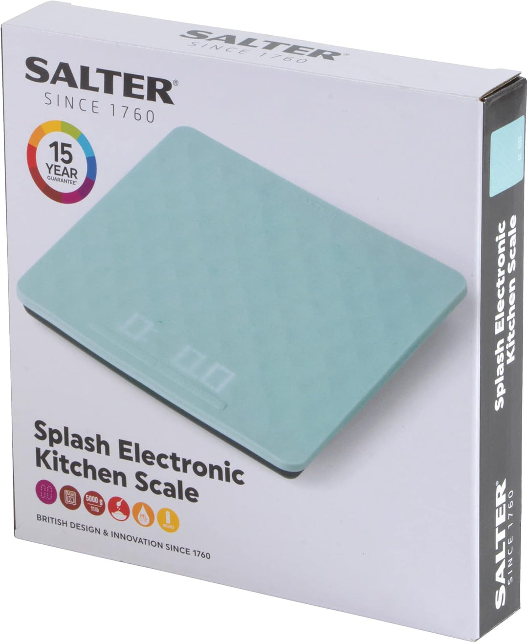Salter 1098 TQDR Splash Elektronische Küchenwaage mit abnehmbarer Silikon Bezug, Add-and-Wiege-Tara-
