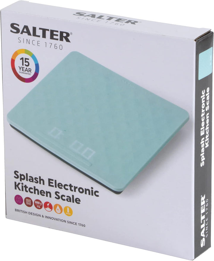 Salter 1098 TQDR Splash Elektronische Küchenwaage mit abnehmbarer Silikon Bezug, Add-and-Wiege-Tara-