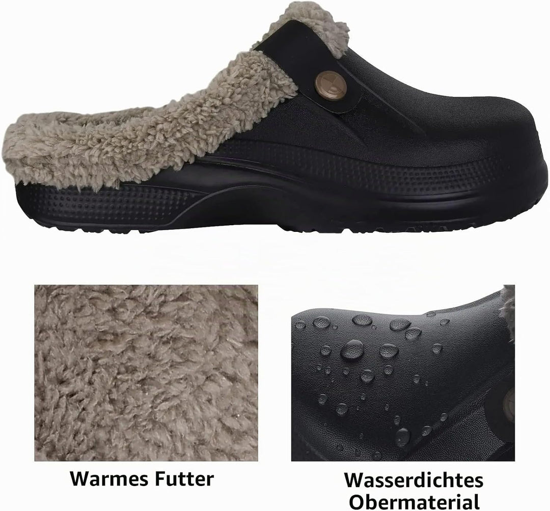 Kinengxi Clogs Hausschuhe Gefüttert Damen Herren Warm Winter Gartenschuhe Wasserdicht Wärme Gartencl