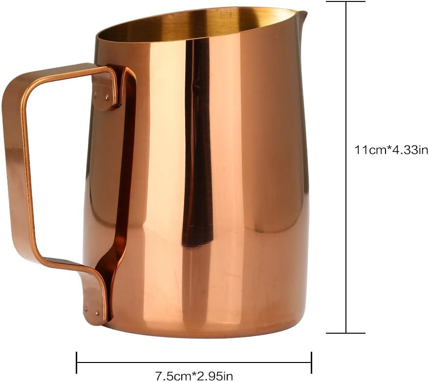Espresso-Milchaufschäumer, Milchkännchen, Edelstahl, für Kaffee-Latte-Kunst, 420 ml gold, Gold
