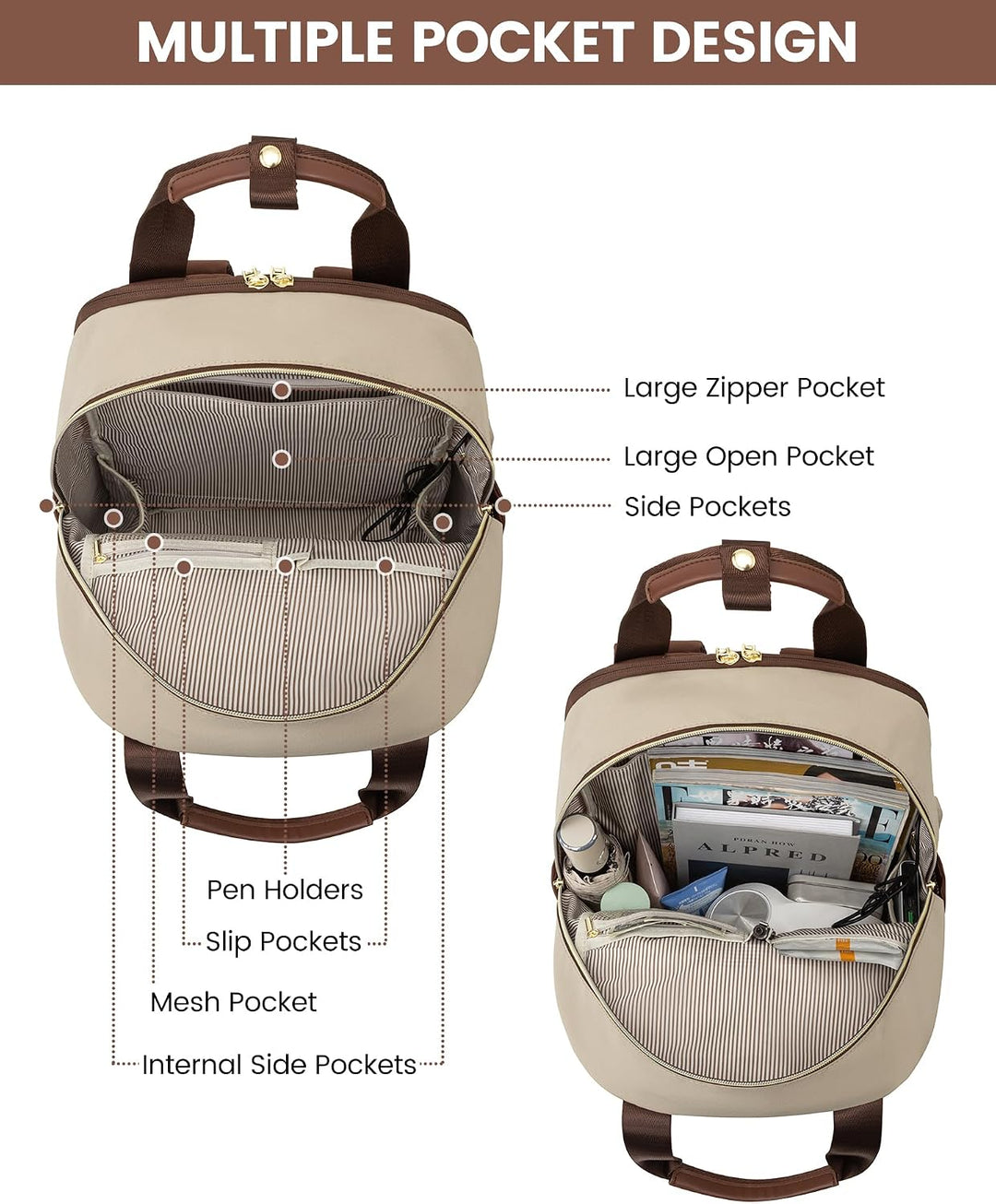 LOVEVOOK Rucksack Damen, Schulrucksack Teenager Mädchen 15,6 Zoll mit Laptopfach, Wasserdicht Schult