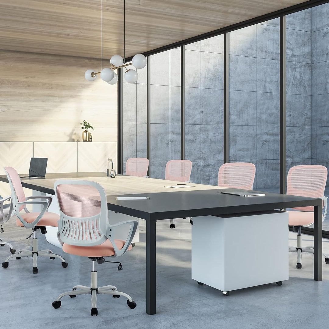 Sweetcrispy Bürostuhl Ergonomisch, Schreibtischstuhl mit Lendenwirbelstütze, Höhenverstellbarkeit St