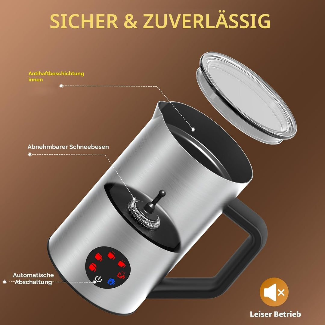 Milchaufschäumer Elektrisch 6 in 1, Morpilot Milchschäumer für Heisser und Kalter und Schokolade, 35