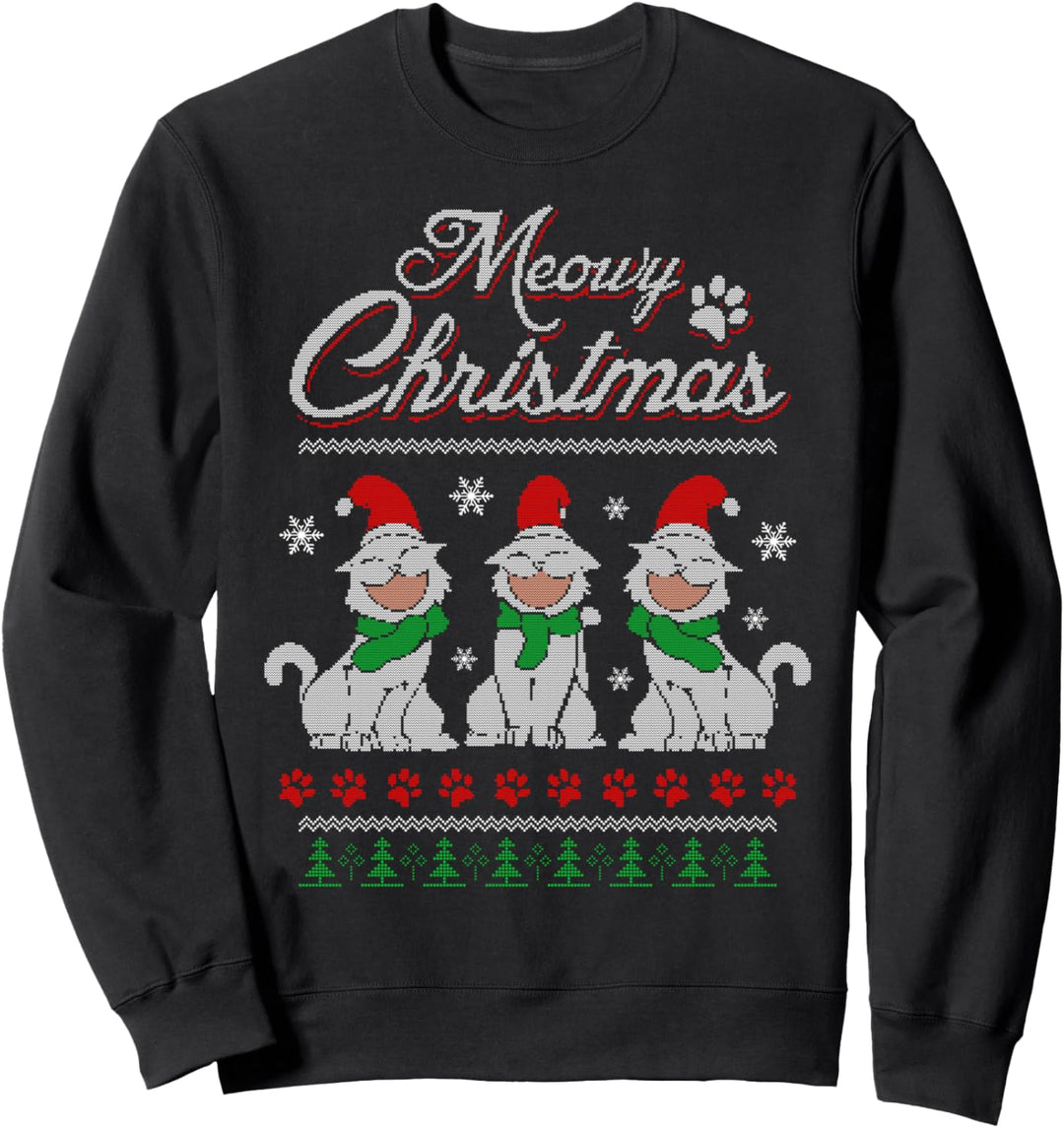 Meowy Catmas Cat Ugly Christmas Sweater Katze Weihnachten Sweatshirt