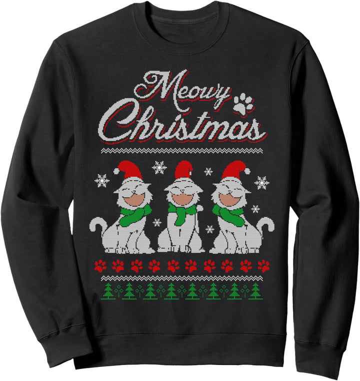 Meowy Catmas Cat Ugly Christmas Sweater Katze Weihnachten Sweatshirt
