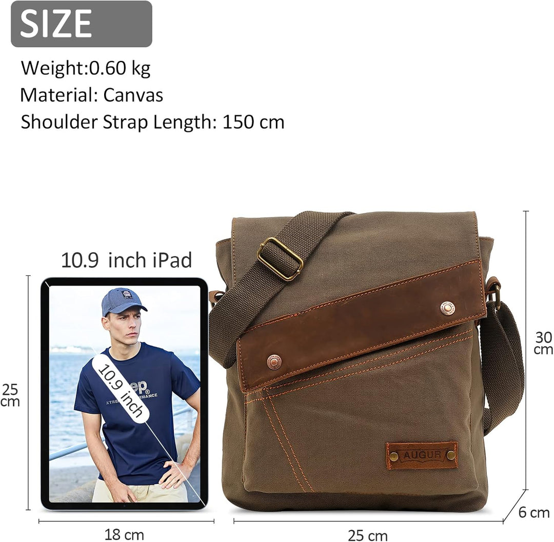 DORRISO Herren Umhängetasche Mode Leinwand Schultertasche Reise Schultertaschen Leicht Kuriertasche