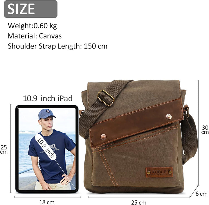 DORRISO Herren Umhängetasche Mode Leinwand Schultertasche Reise Schultertaschen Leicht Kuriertasche