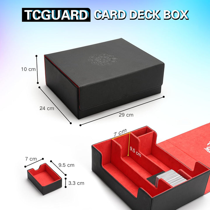 Sammelkarten Aufbewahrungsbox für 1800+ Karten, Magnetische Card Deck Box mit Tragezubehör, Sammelka