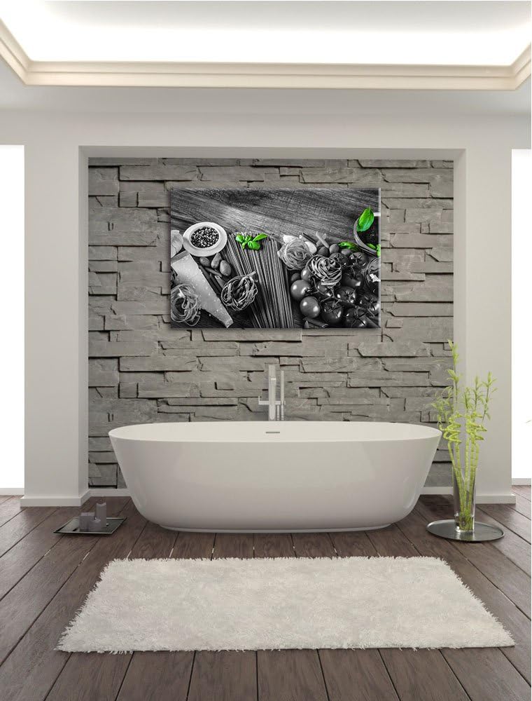 Pasta mit frischen Gewürzen schwarz/weiss Format: 100x70 auf Leinwand, XXL riesige Bilder fertig ger