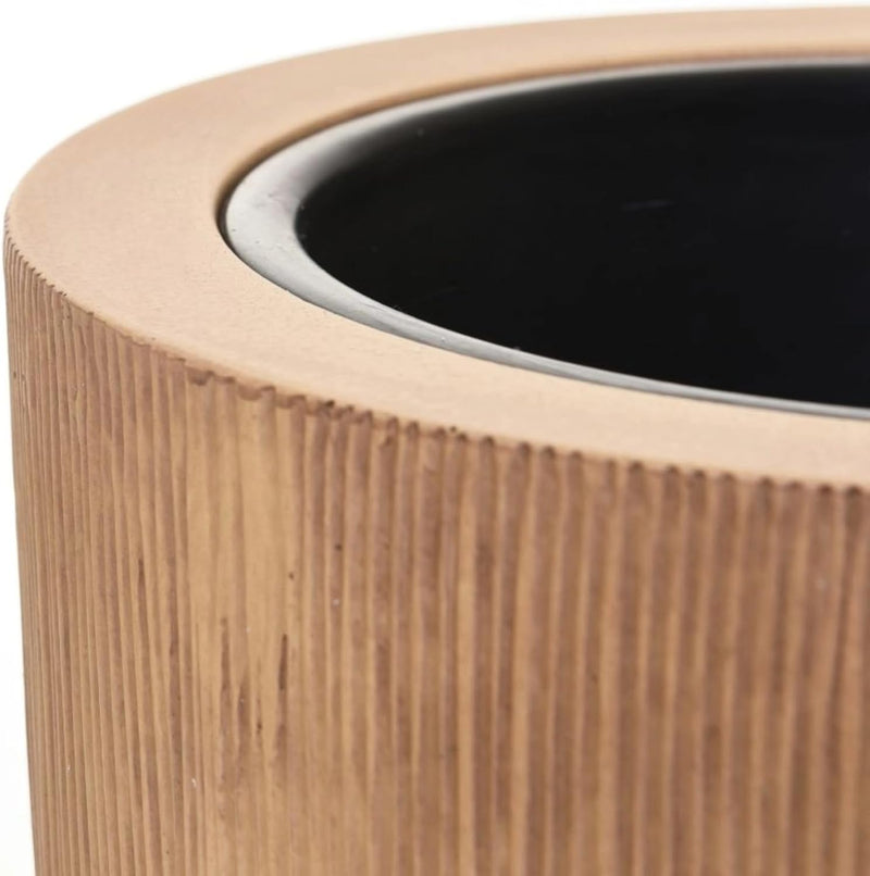 VIVANNO Pflanzkübel Pflanzgefäss Blumenkübel Fiberglas City Beige - 80x37 80x37 cm Beige Geriffelt,