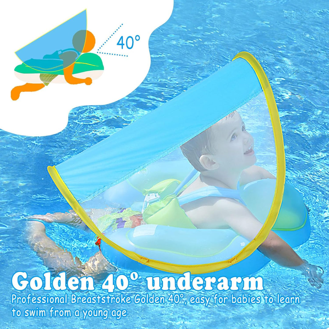 ACTOYS Schwimmreifen Baby, Schwimmring Baby, Baby Schwimmring mit Sonnendach, Schwimmhilfe Baby Schw