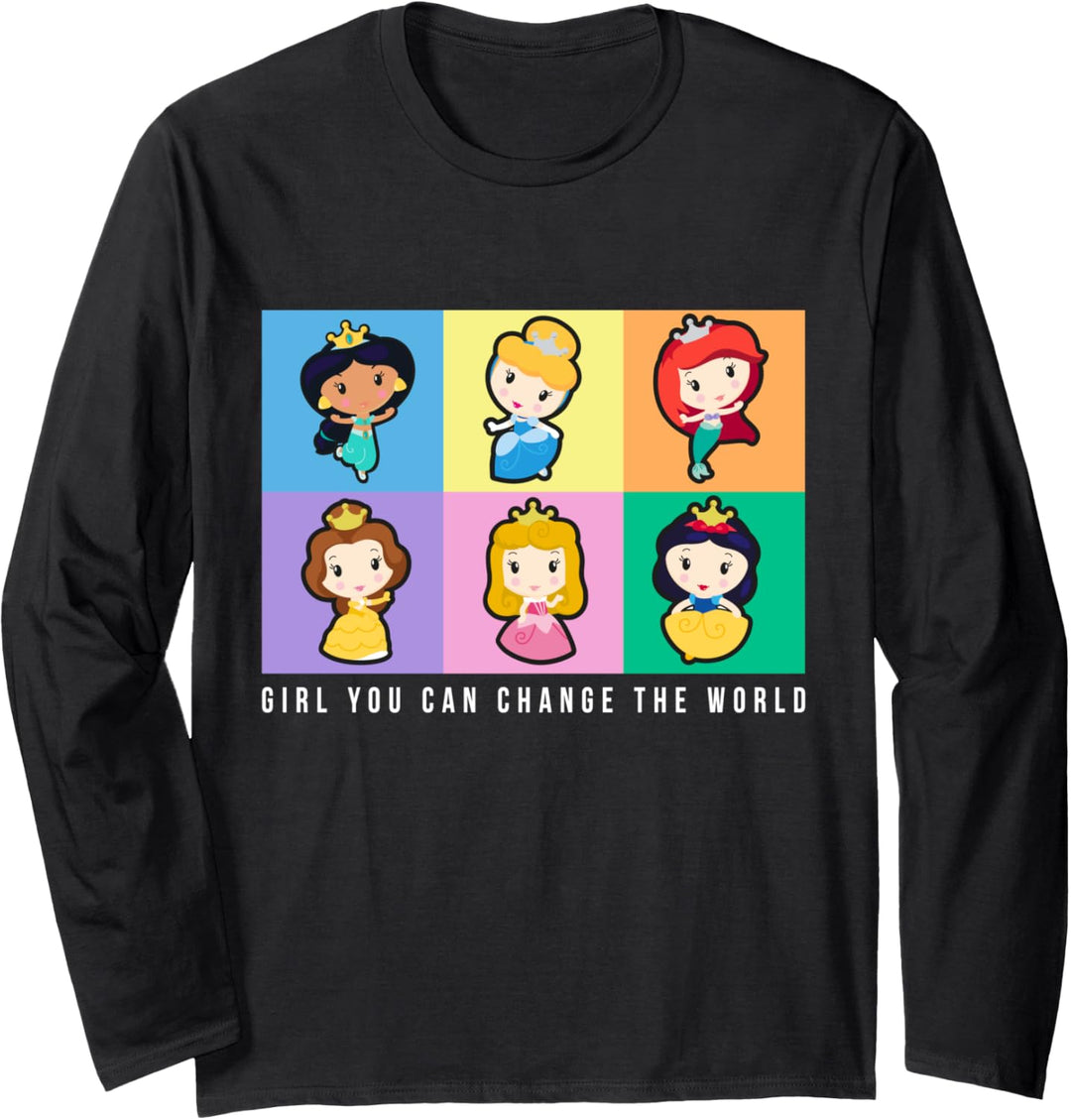 Disney Princess Cartoon Girl You Can Change the World Langarmshirt