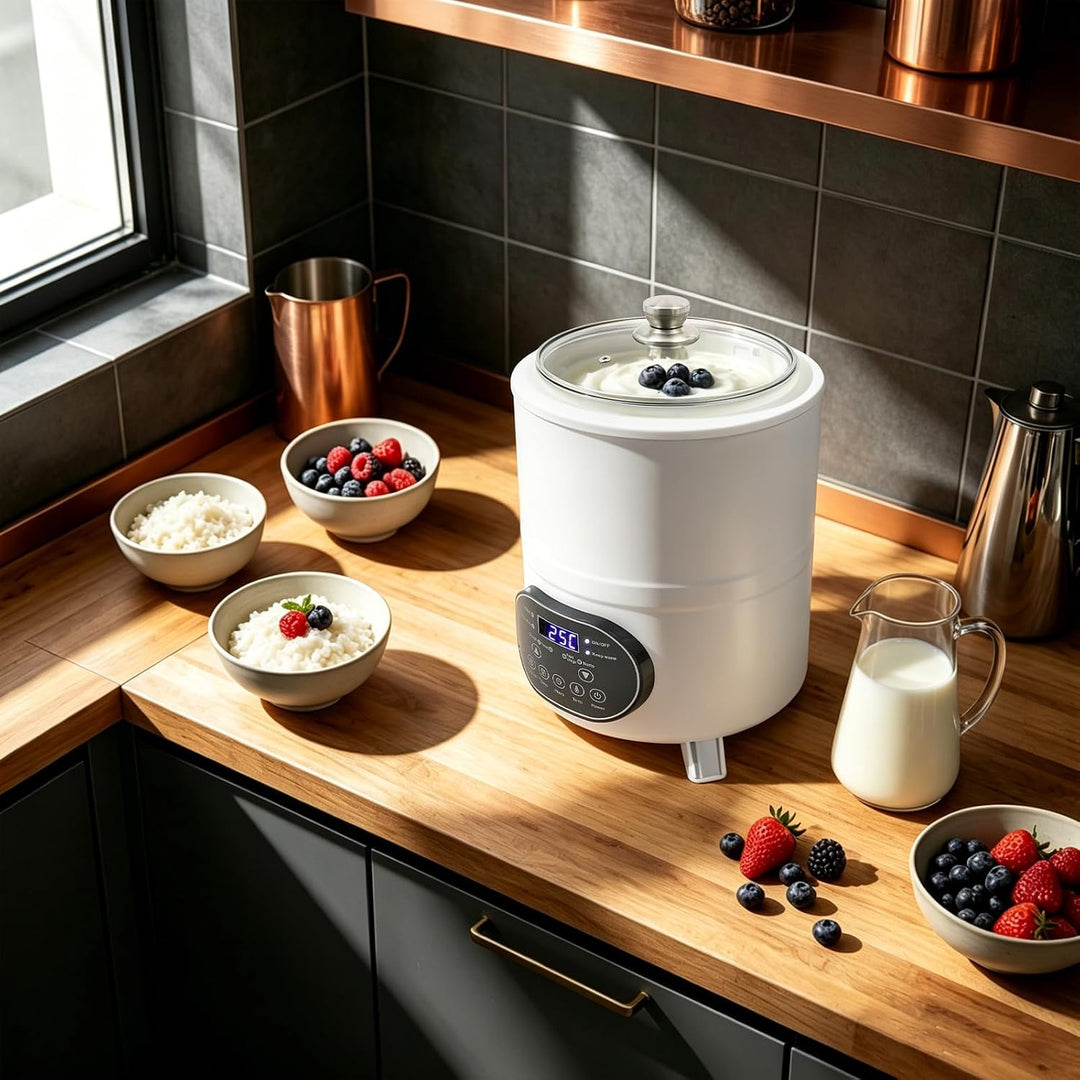Joghurtmaschine 8 Liter, Edelstahl 304, Joghurtbereiter mit Temperaturregelung 25-80°C, für Fruchtes