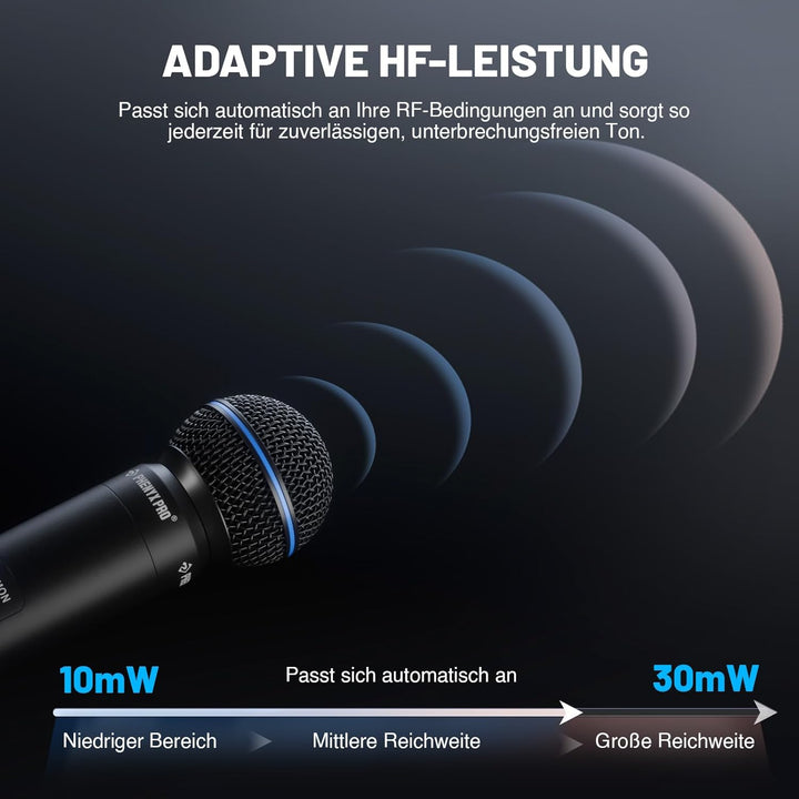 Phenyx Pro UHF Smart Funkmikrofonsystem, 2 kabellose dynamische Mikros mit Auto-Scan & Sync, adaptiv