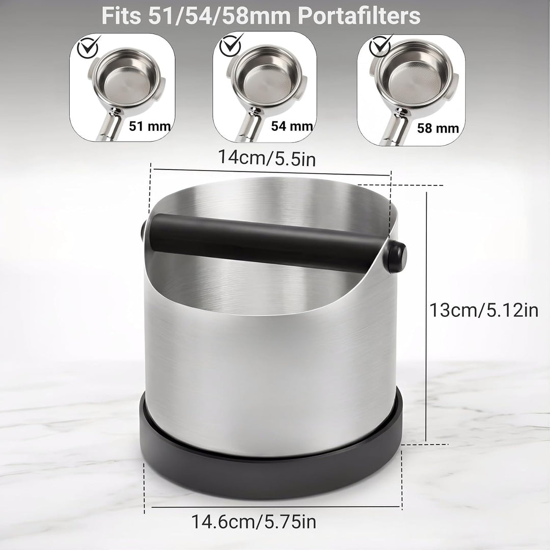 Abklopfbehälter für Siebträger, 1400ml Grosse Edelstahl Espresso Kaffee Knock Box, Abklopfschale Kno