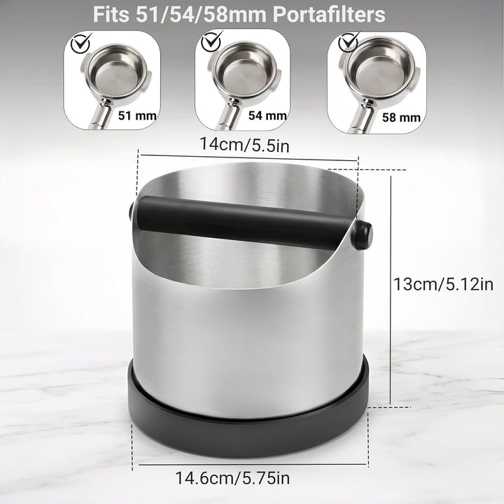 Abklopfbehälter für Siebträger, 1400ml Grosse Edelstahl Espresso Kaffee Knock Box, Abklopfschale Kno