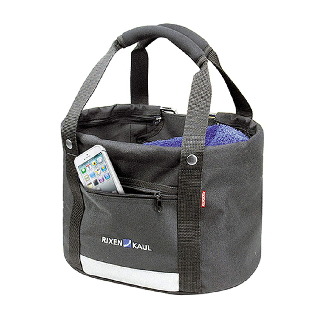 KLICKFix Fahrradkorb Shopper Comfort Mini, Schwarz, 24 x 23 x 24 cm, Schwarz