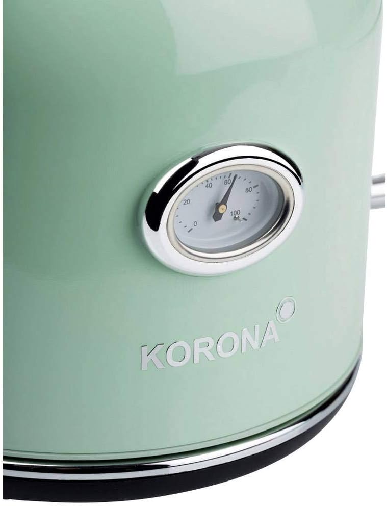 Korona 20665 Elektrischer Wasserkocher | Mint | 1,7 Liter | 2.200 Watt | Kalkfilter | Dampf-Stopp |