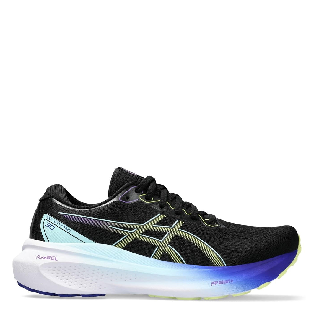 ASICS Kayano 30 Mann Laufschuhe Blau Weiss 38 EU Black Glow Yellow, 38 EU Black Glow Yellow