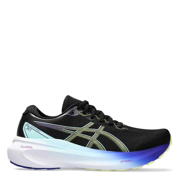 ASICS Kayano 30 Mann Laufschuhe Blau Weiss 38 EU Black Glow Yellow, 38 EU Black Glow Yellow