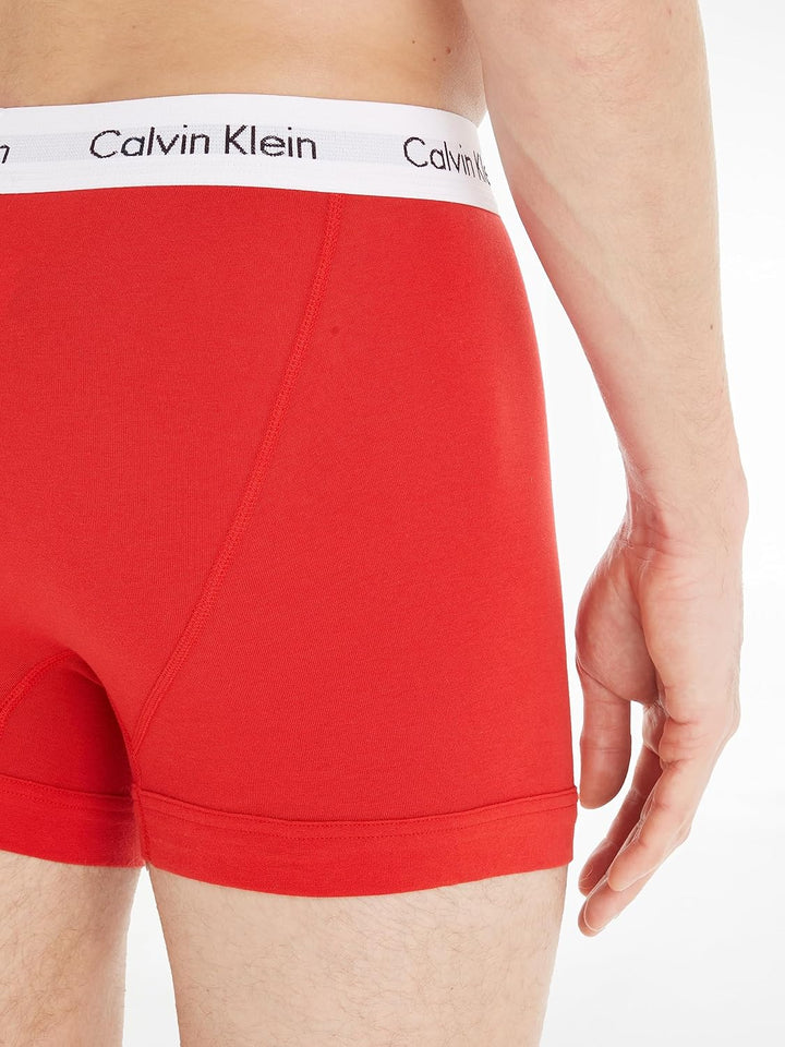 Calvin Klein Baumwolle Stretch 3 Pack Boxer Short, Schwarz Mit Blau/erdbeerfeld/schwarz S White/Red