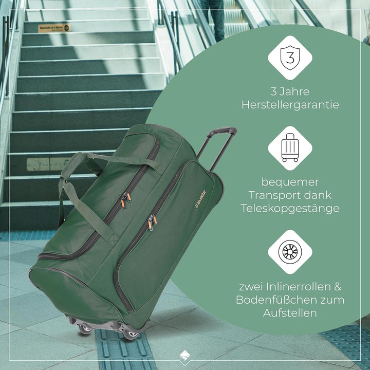 travelite 2-Rad Trolley Reisetasche Grösse L, Gepäck Serie BASICS FRESH: Weichgepäck Reisetasche mit