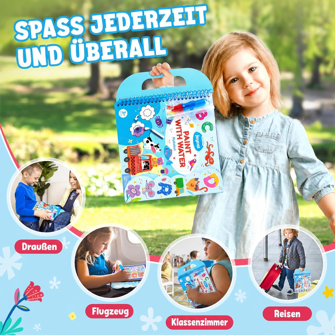 JoyCat Wassermalbuch für Kinder ab 3 Jahre, Wiederverwendbares Wasser Malbuch für Sauberes Malen, 14