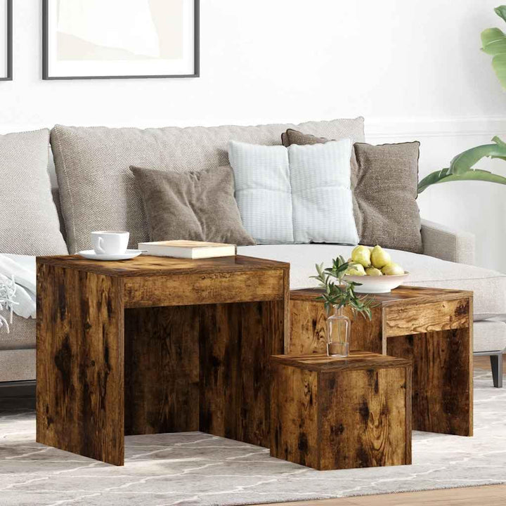 vidaXL Satztisch 3 STK., Satz Couchtisch für Wohnzimmer Schlafzimmer, Beistelltisch mit viel Platz,