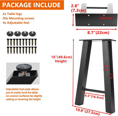 Homtone 2 Stück Tischbein Metall für Sitzbank, Industrial Metallfüsse Tischgestell Tischkufen, Schmi