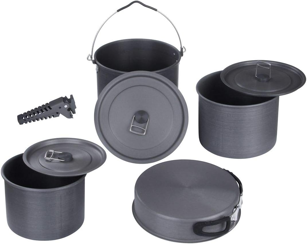 10T Topf Pfannen Set Ranger VI+ Camping Kochset für 6-10 Mann 8 TLG. Kochgeschirr im Netzbeutel