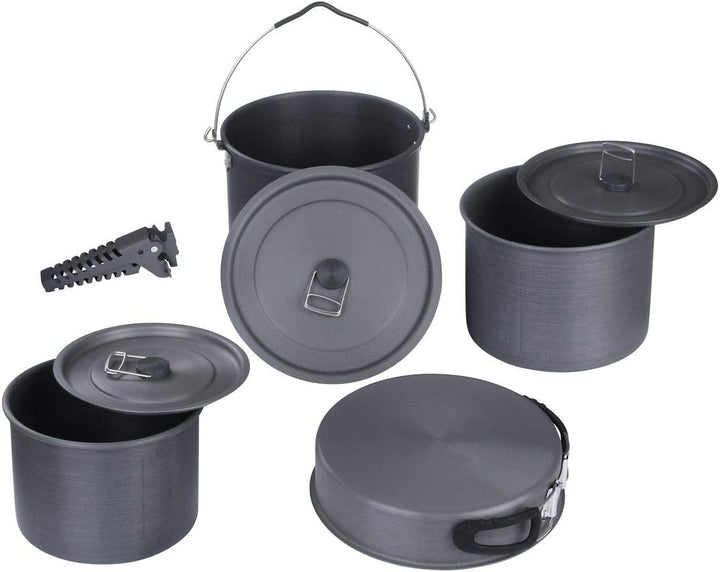 10T Topf Pfannen Set Ranger VI+ Camping Kochset für 6-10 Mann 8 TLG. Kochgeschirr im Netzbeutel